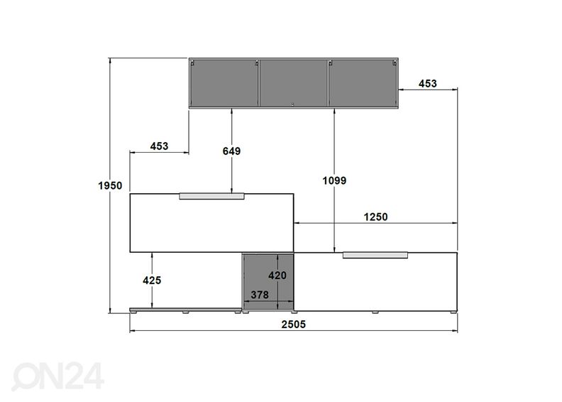 Olohuoneen kalusteryhmä Focus 250 cm kuvasuurennos