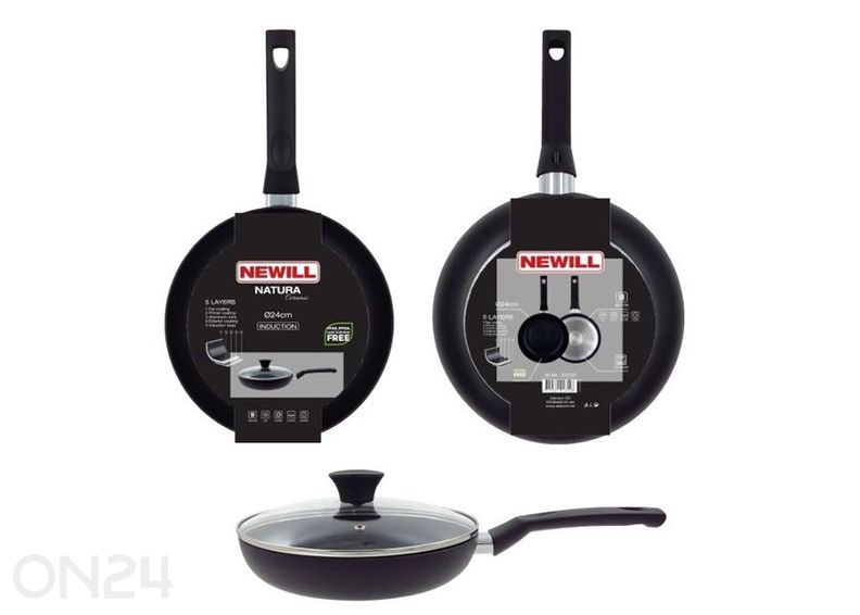 Paistinpannu Black Ceramic Ø 24 cm + pannusuoja, lasikansi, keraaminen ja induktio kuvasuurennos