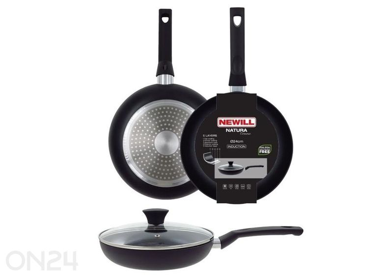 Paistinpannu Black Ceramic Ø 24 cm + pannusuoja, lasikansi, keraaminen ja induktio kuvasuurennos