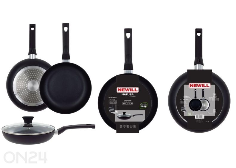 Paistinpannu Black Ceramic Ø 24 cm + pannusuoja, lasikansi, keraaminen ja induktio kuvasuurennos