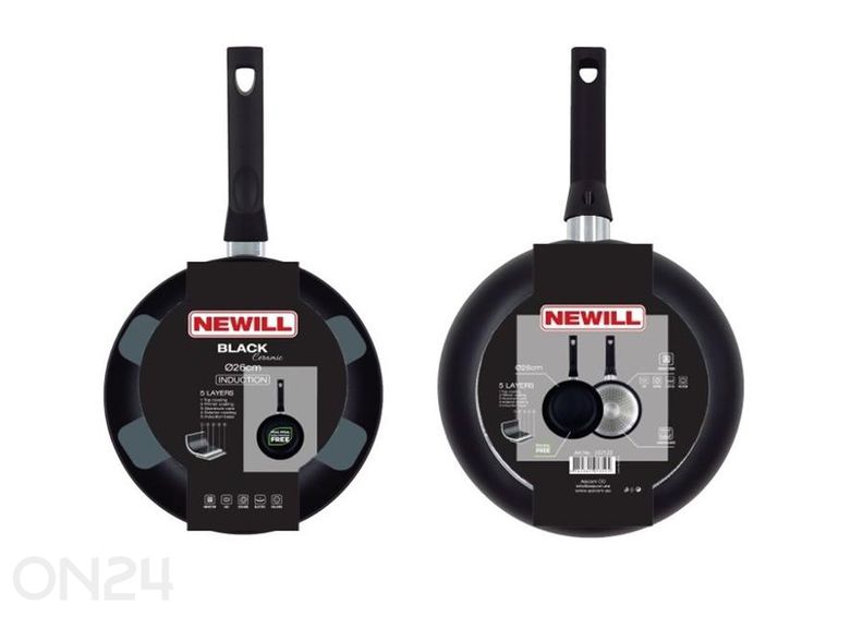 Paistinpannu Black Ceramic Ø 26 cm + pannusuoja, lasikansi, keraaminen ja induktio kuvasuurennos