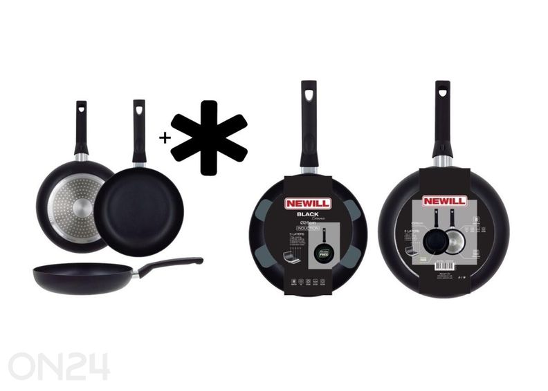 Paistinpannu Black Ceramic Ø 26 cm + pannusuoja, lasikansi, keraaminen ja induktio kuvasuurennos