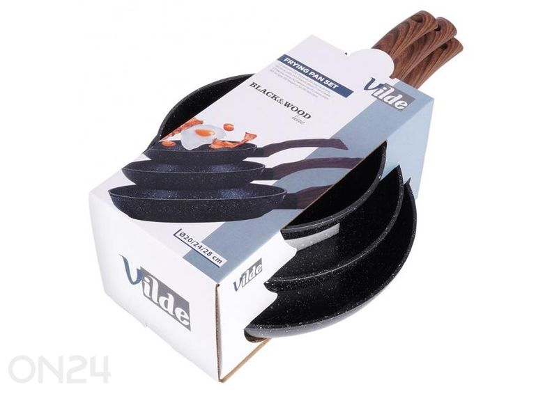 Paistinpannusarja Black&Wood, 3 osaa kuvasuurennos