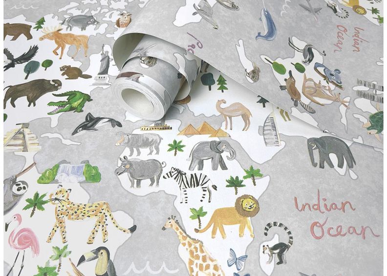Paperitapetti Animals Maps kuvasuurennos