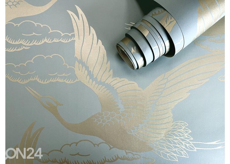 Paperitapetti Metallic Cranes kuvasuurennos