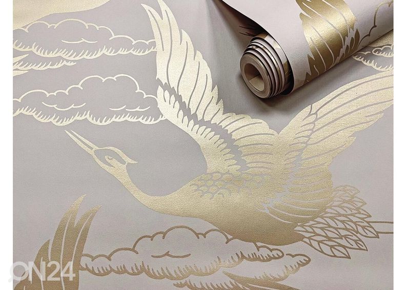 Paperitapetti Metallic Cranes kuvasuurennos