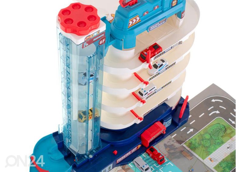 Parkkihalli sähköhissillä + matto + 8 autoa kuvasuurennos