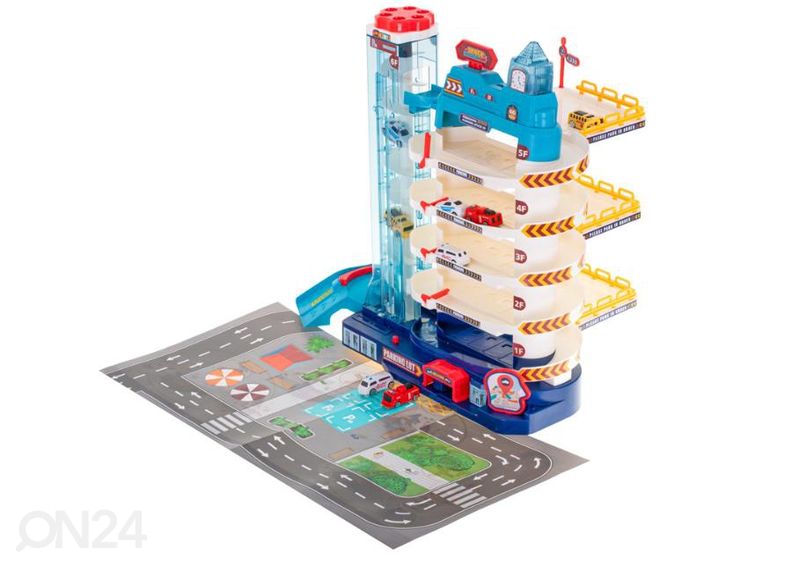 Parkkihalli sähköhissillä + matto + 8 autoa kuvasuurennos