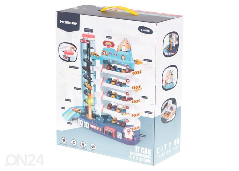 Parkkihalli sähköhissillä + matto + 8 autoa kuvasuurennos