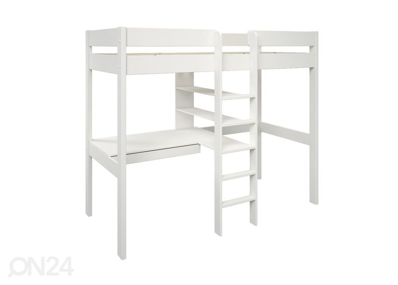 Parvisänky Robin 90x200 cm työpöydällä ja hyllyllä kuvasuurennos