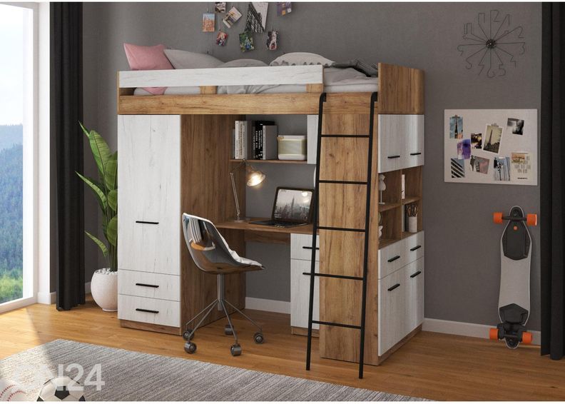 Parvisänky työpöydällä Castle IV 90x200 cm kuvasuurennos