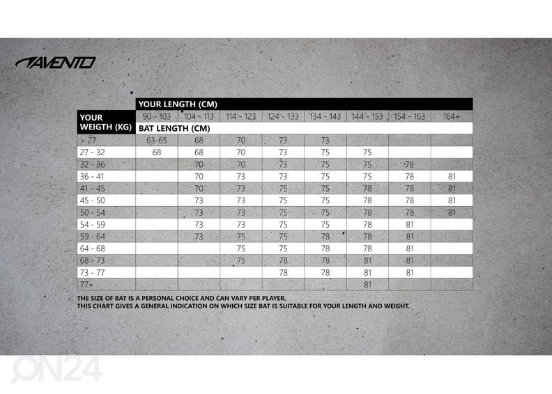 Pesäpallomaila alumiinia 73 cm Avento kuvasuurennos