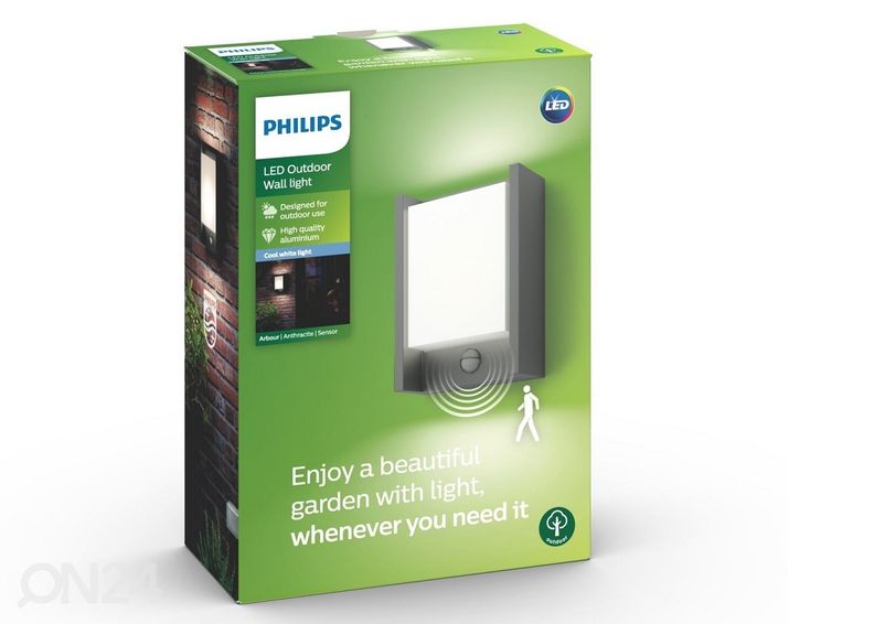 Philips Arbour seinävalaisin liiketunnistimella 1x6 W 600lm 4000K kuvasuurennos