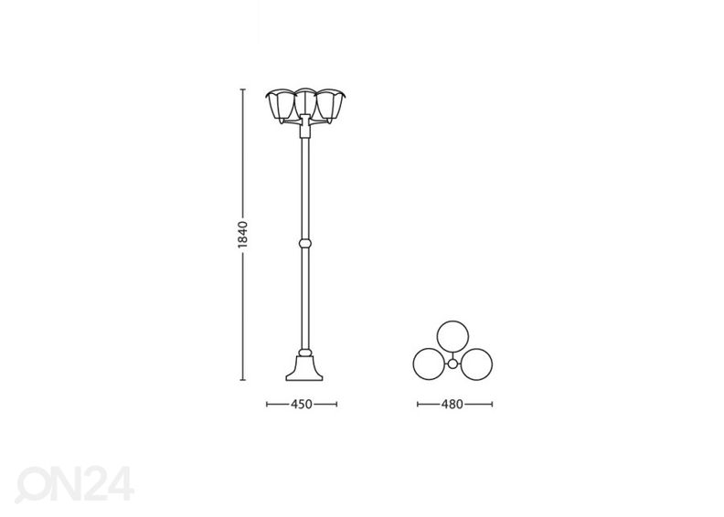 Philips Creek pylväsvalaisin 3xE27 musta kuvasuurennos