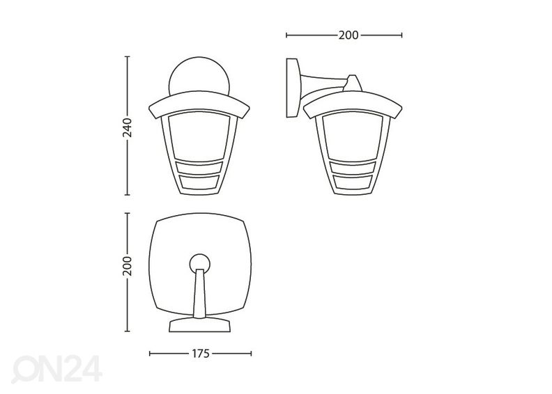 Philips Creek seinävalaisin E27 musta kuvasuurennos