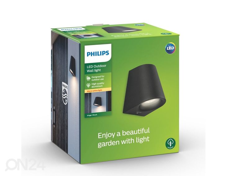 Philips Virga seinävalaisin 3 W 2700K musta kuvasuurennos