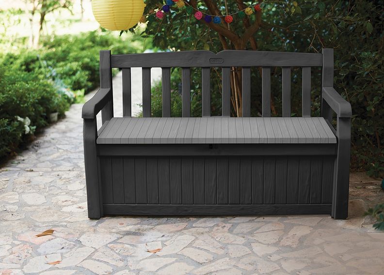 Pihaapenkki sällytystilalla Keter Eden, grafiitti kuvasuurennos