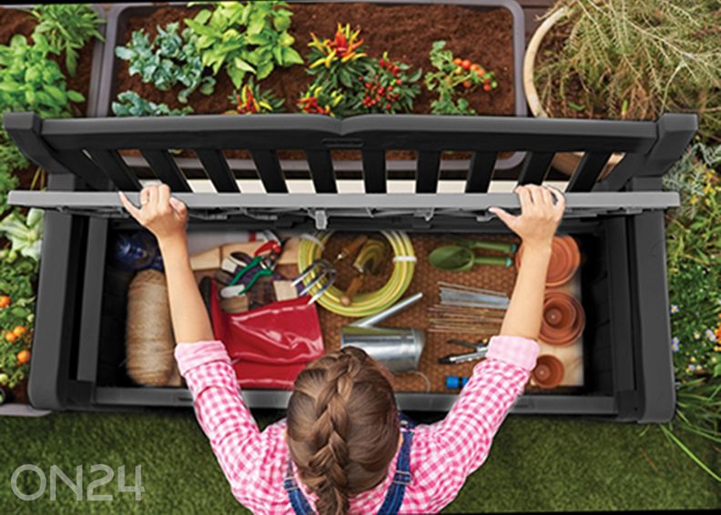 Pihaapenkki sällytystilalla Keter Eden, grafiitti kuvasuurennos