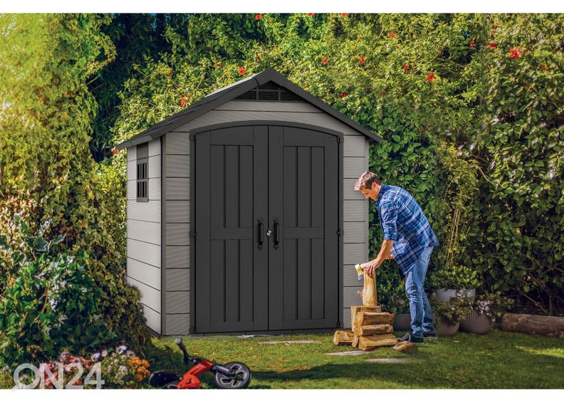 Pihavarasto Premier 757, 4 m², harmaa kuvasuurennos