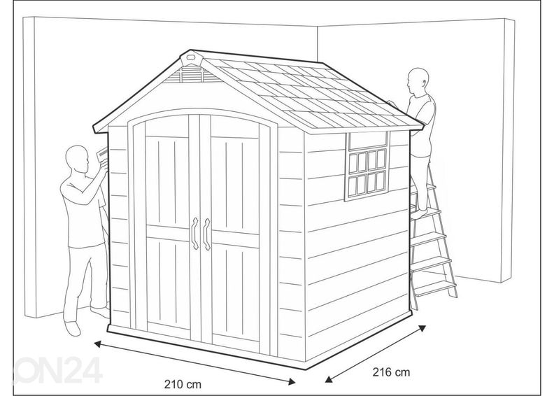 Pihavarasto Premier 757, 4 m², harmaa kuvasuurennos mitat