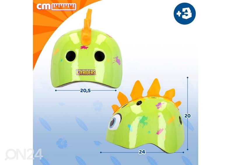 Polkupyöräkypärä 3D Dinosaurus K3YRIDERS 52-55 cm kuvasuurennos