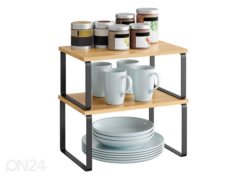 Pöytähylly 2 kpl, musta/tammi kuvasuurennos