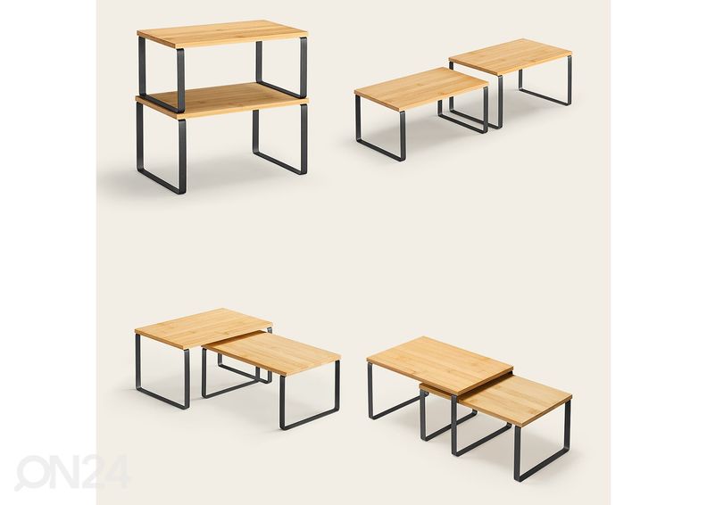 Pöytähylly 2 kpl, musta/tammi kuvasuurennos