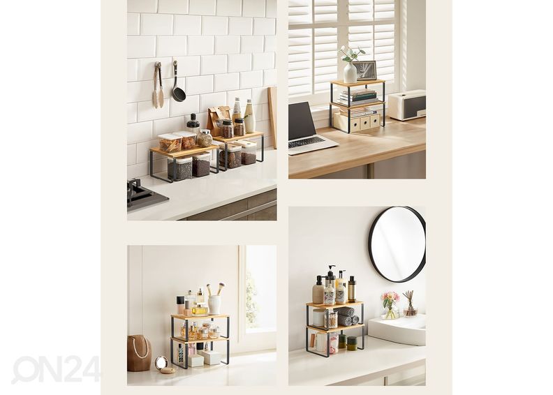 Pöytähylly 2 kpl, musta/tammi kuvasuurennos