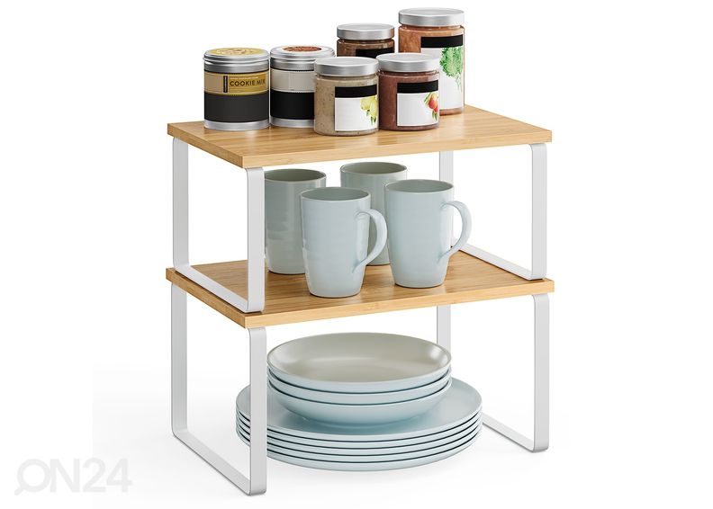 Pöytähylly 2 kpl, valkoinen/ bambu kuvasuurennos