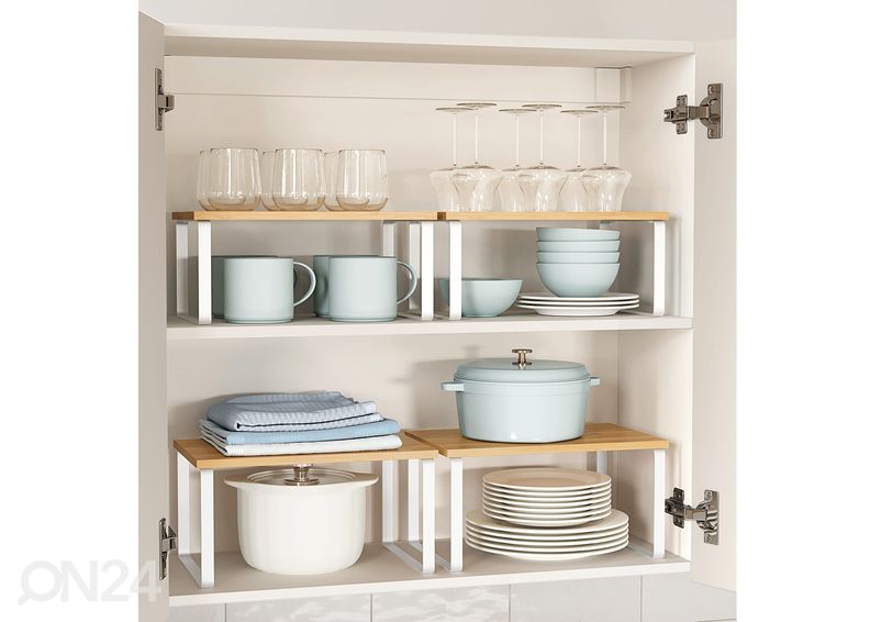 Pöytähylly 2 kpl, valkoinen/ bambu kuvasuurennos