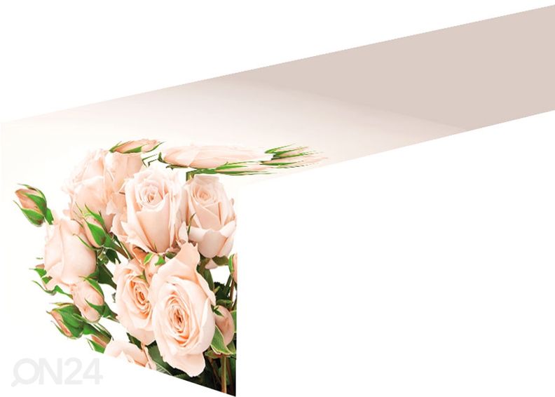 Pöytäliina CREAM ROSES 40x240 cm kuvasuurennos