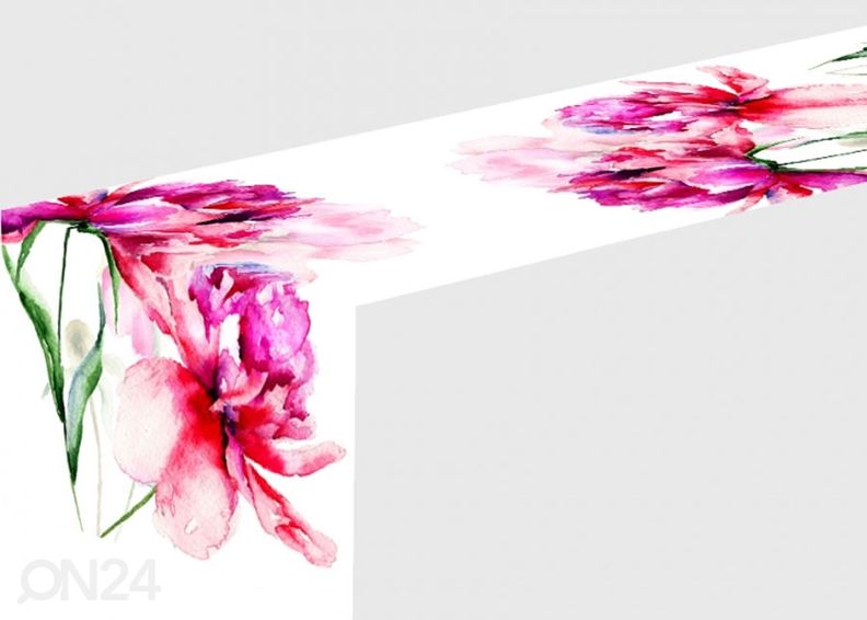 Pöytäliina WATERCOLOR PEONIES 40x280 cm kuvasuurennos