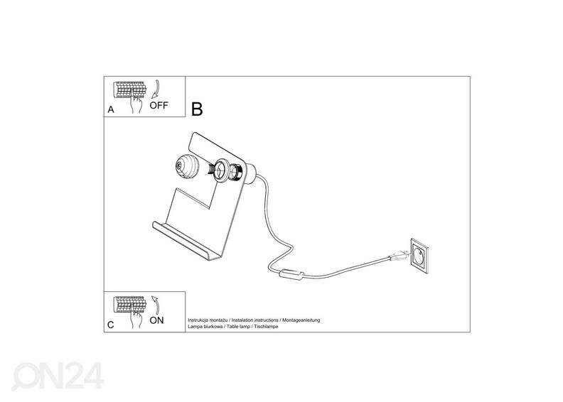 Pöytävalaisin Incline, valkoinen kuvasuurennos