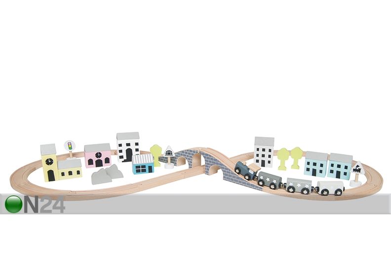 Puinen junaratapakkaus kuvasuurennos