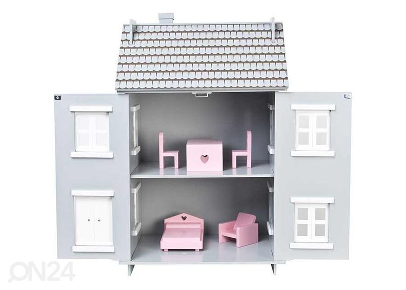 Puinen nukkekoti, harmaa kuvasuurennos