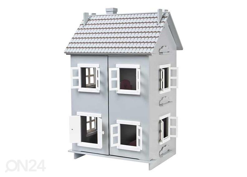 Puinen nukkekoti, harmaa kuvasuurennos