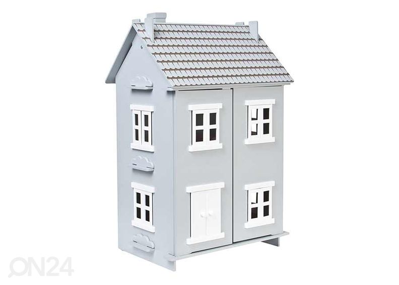 Puinen nukkekoti, harmaa kuvasuurennos