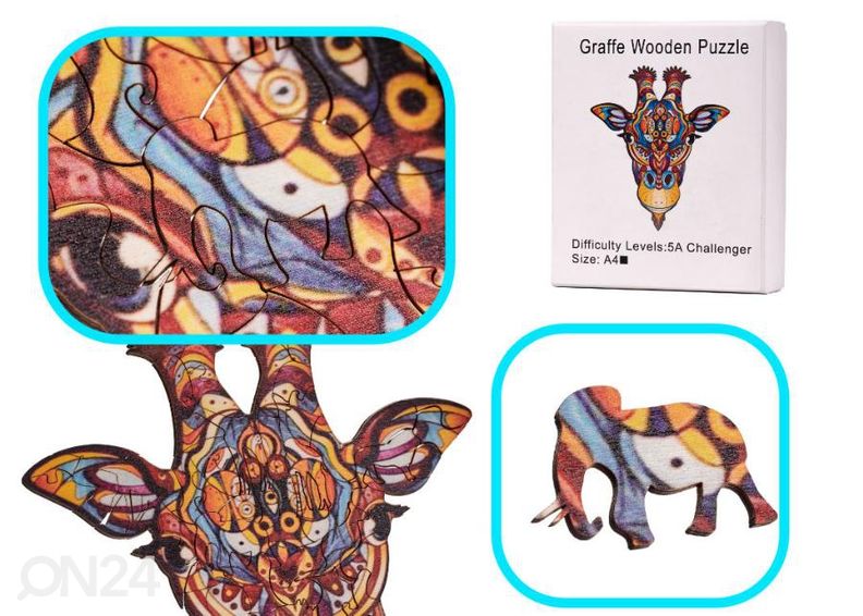 Puinen palapeli Kirahvi 20x25 cm kuvasuurennos