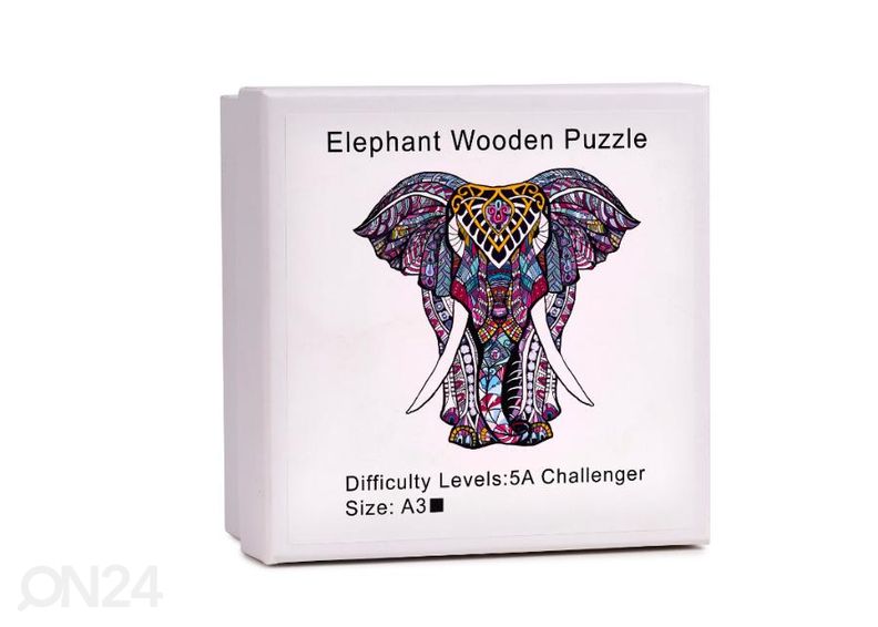 Puinen palapeli Norsu 27x29 cm kuvasuurennos