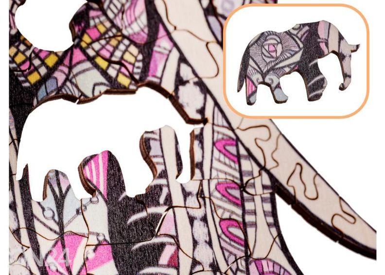 Puinen palapeli Norsu 27x29 cm kuvasuurennos