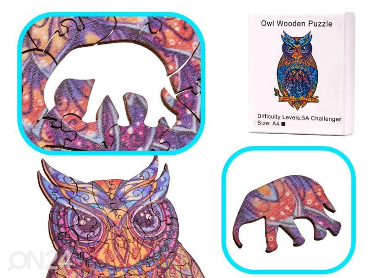 Puinen palapeli Pöllö 20x30 cm kuvasuurennos