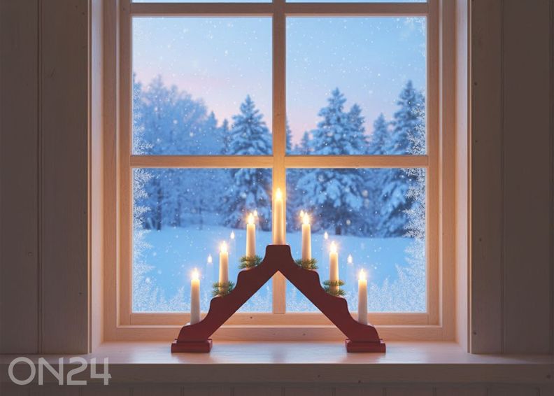 Punainen kynttilänjalka LED valolla kuvasuurennos