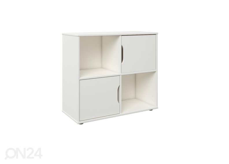 Puolikorkea parvisänky Robin 90x200 cm pöydällä, lipastolla ja hyllyllä kuvasuurennos