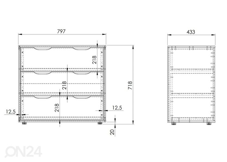 Puolikorkea parvisänky Robin 90x200 cm pöydällä, lipastolla ja hyllyllä kuvasuurennos