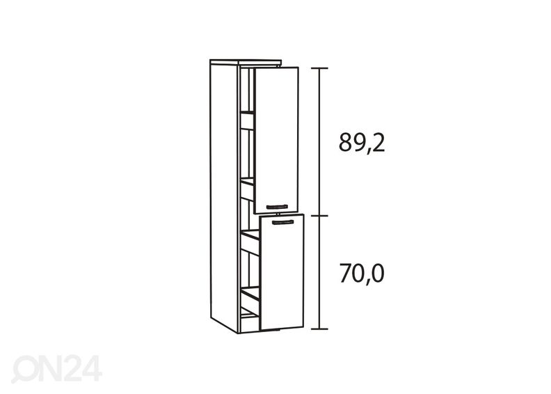Puolikorkea ulosvedettävä keittiönkaappi Neapel 30 cm kuvasuurennos