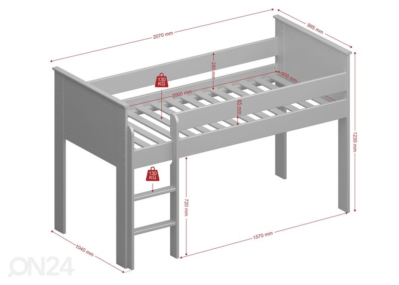Puoliparvisänky Alba 613 90x200 cm kuvasuurennos