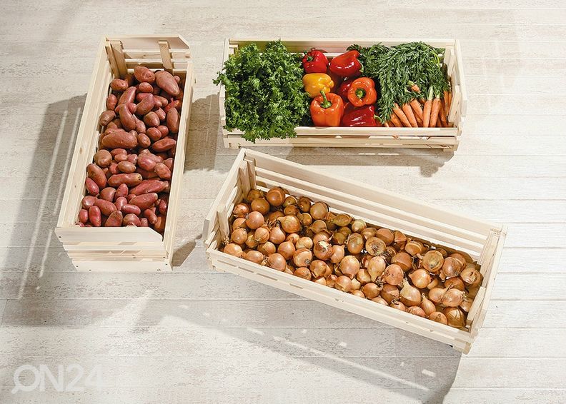 Puulaatikko Vegetables, 3 kpl, mänty kuvasuurennos