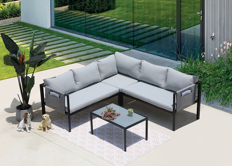 Puutarhakalusteet harmaa/ musta kuvasuurennos