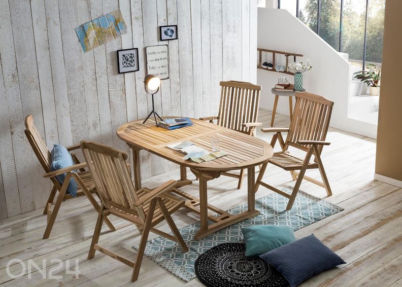 Puutarhakalusteet, jatkettava pöytä + 4 tuolia kuvasuurennos