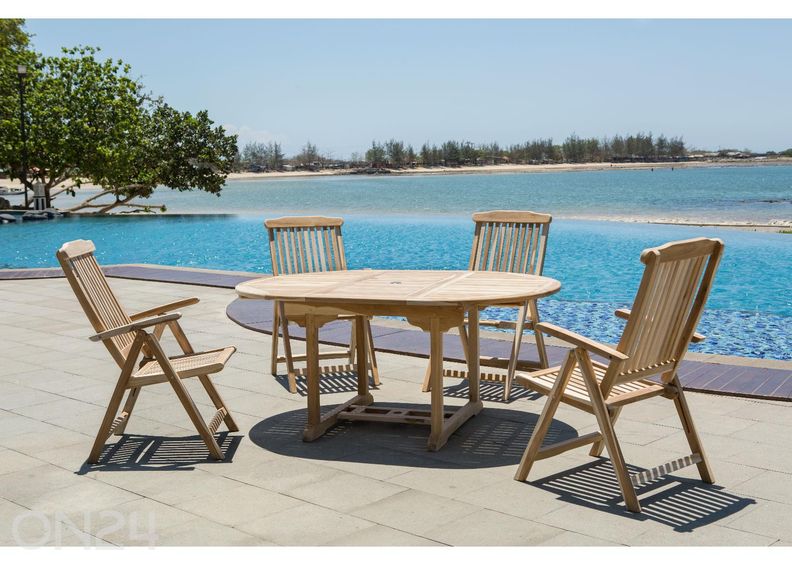 Puutarhakalusteet, jatkettava pöytä + 4 tuolia kuvasuurennos